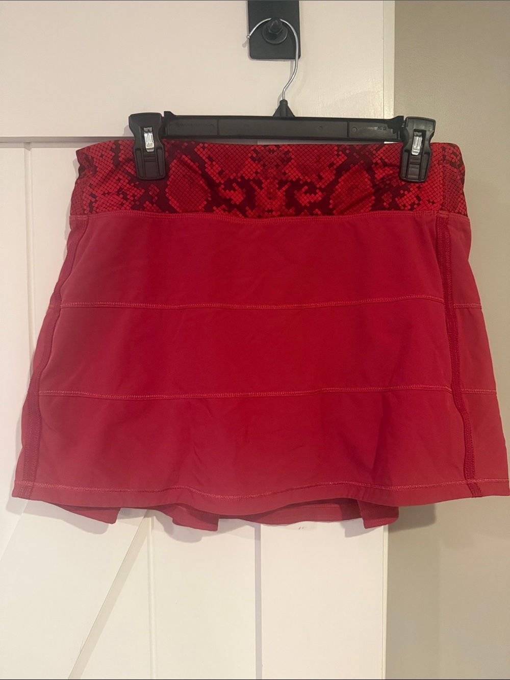 Lululemon Red Athletic Skirt with Snake-Print Waistband